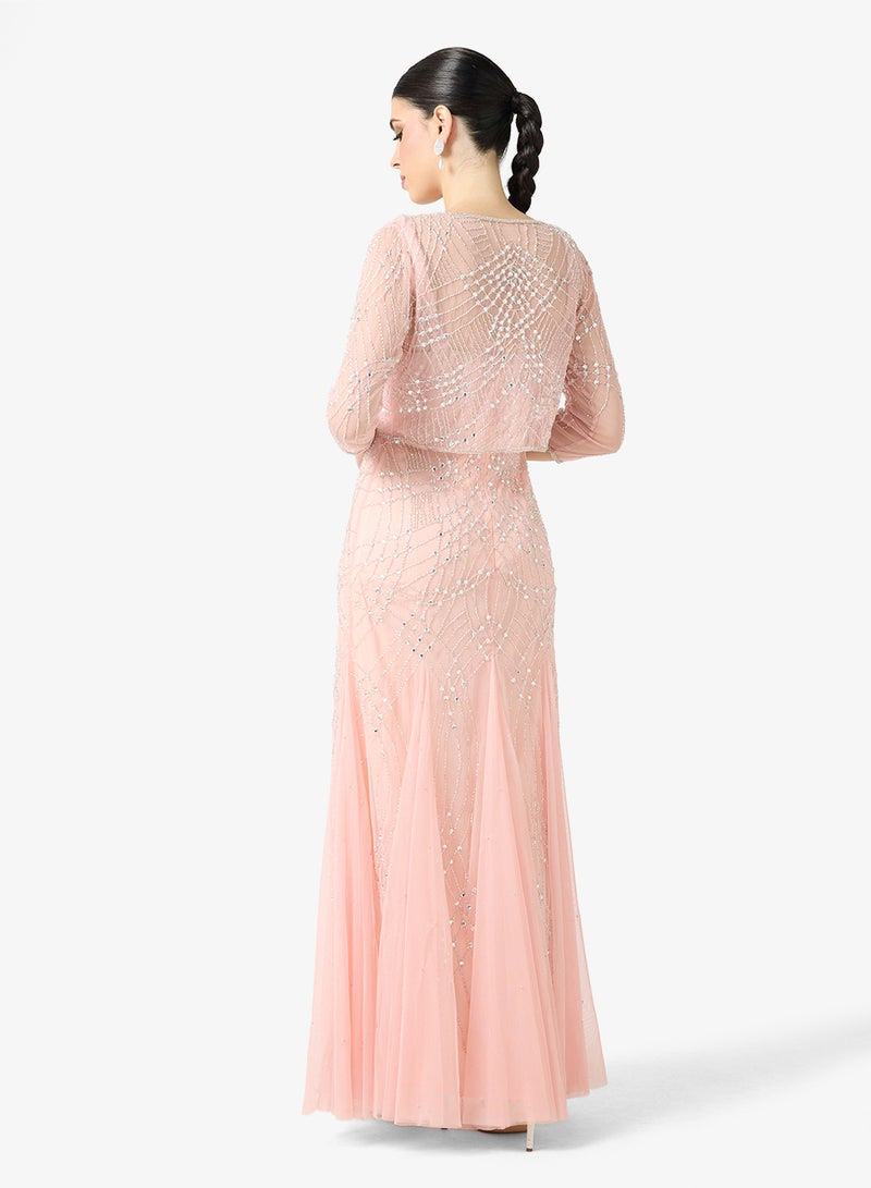 نمشي x فستان سهرة مزين مع بوليرو - Image 2